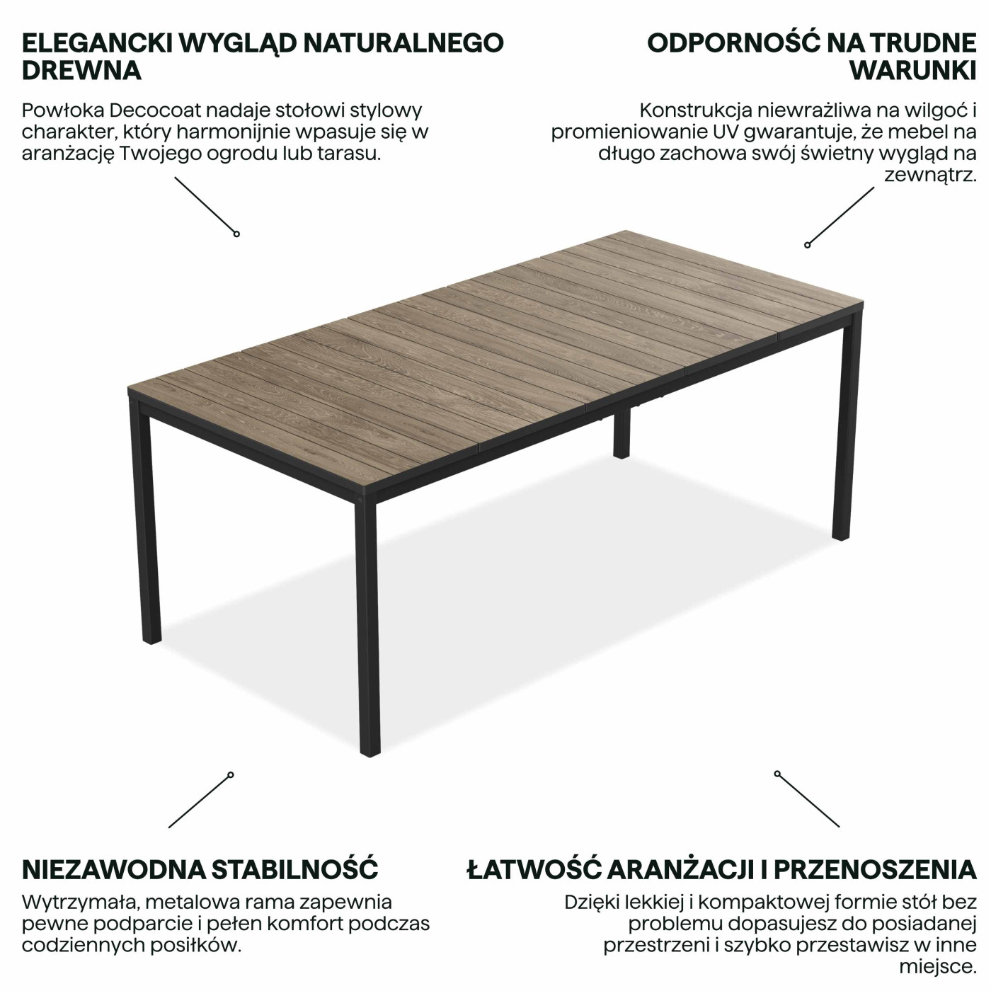 DECO PORTO NOVA 200 STÓŁ BLACK/WALNUT
