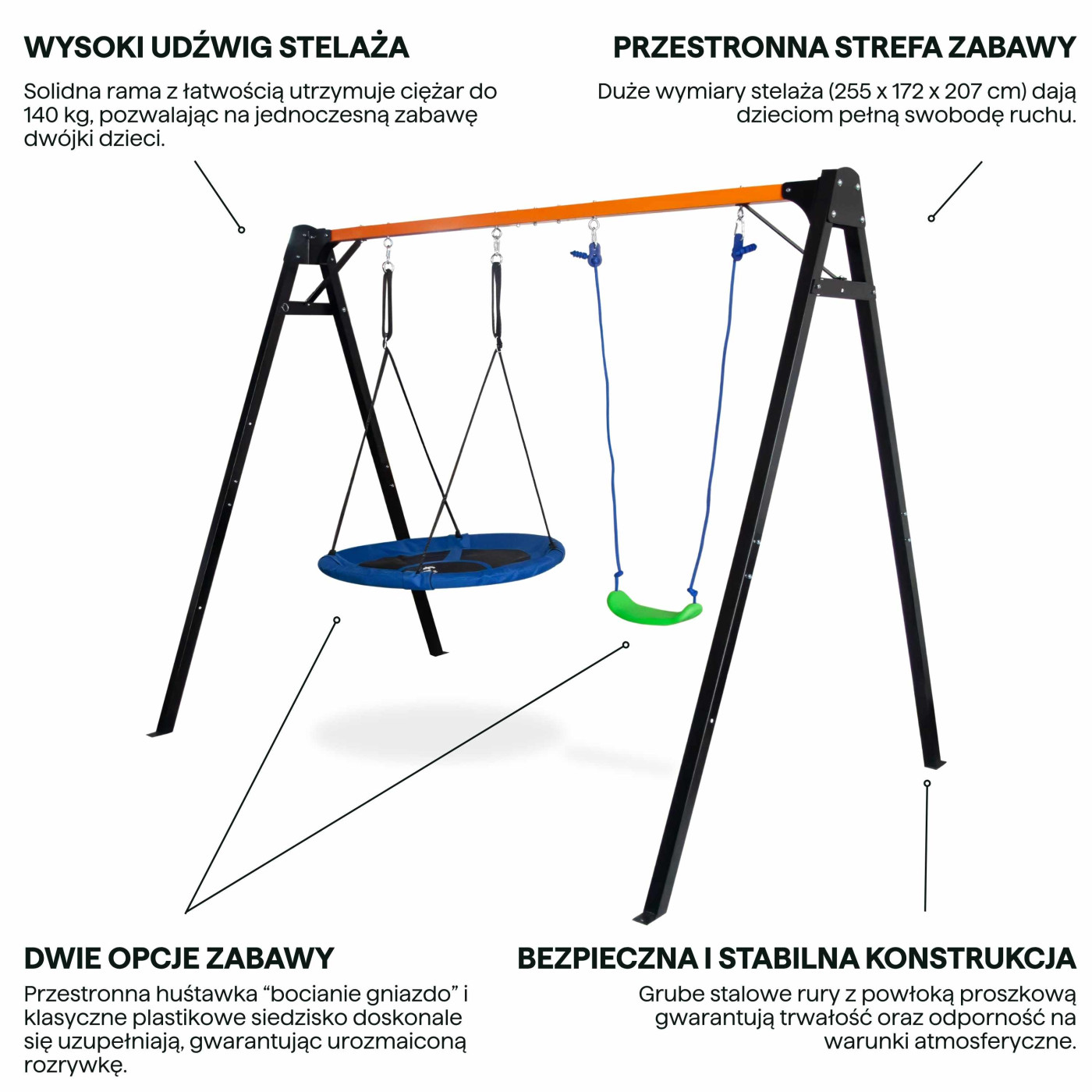 GARDEN SWING FOR CHILDREN 255x172x207CM