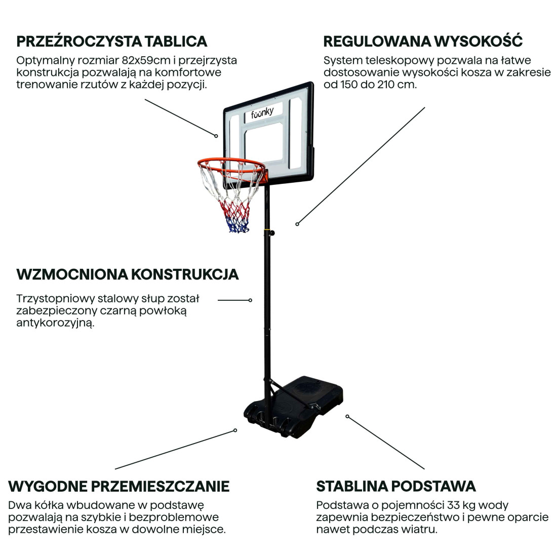 KOSZ DO KOSZYKÓWKI 150-210CM
