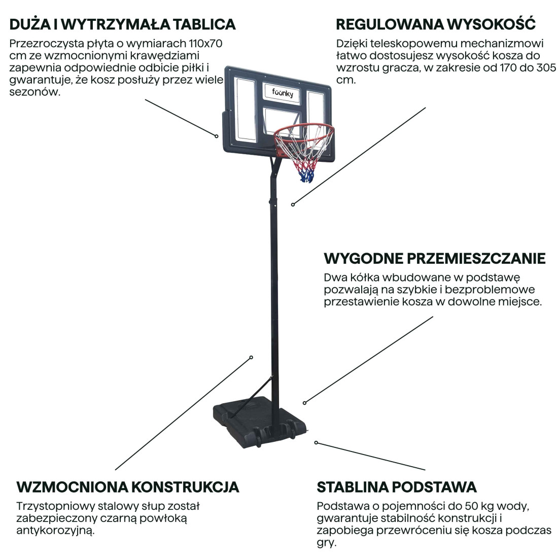 KOSZ DO KOSZYKÓWKI 170-305CM
