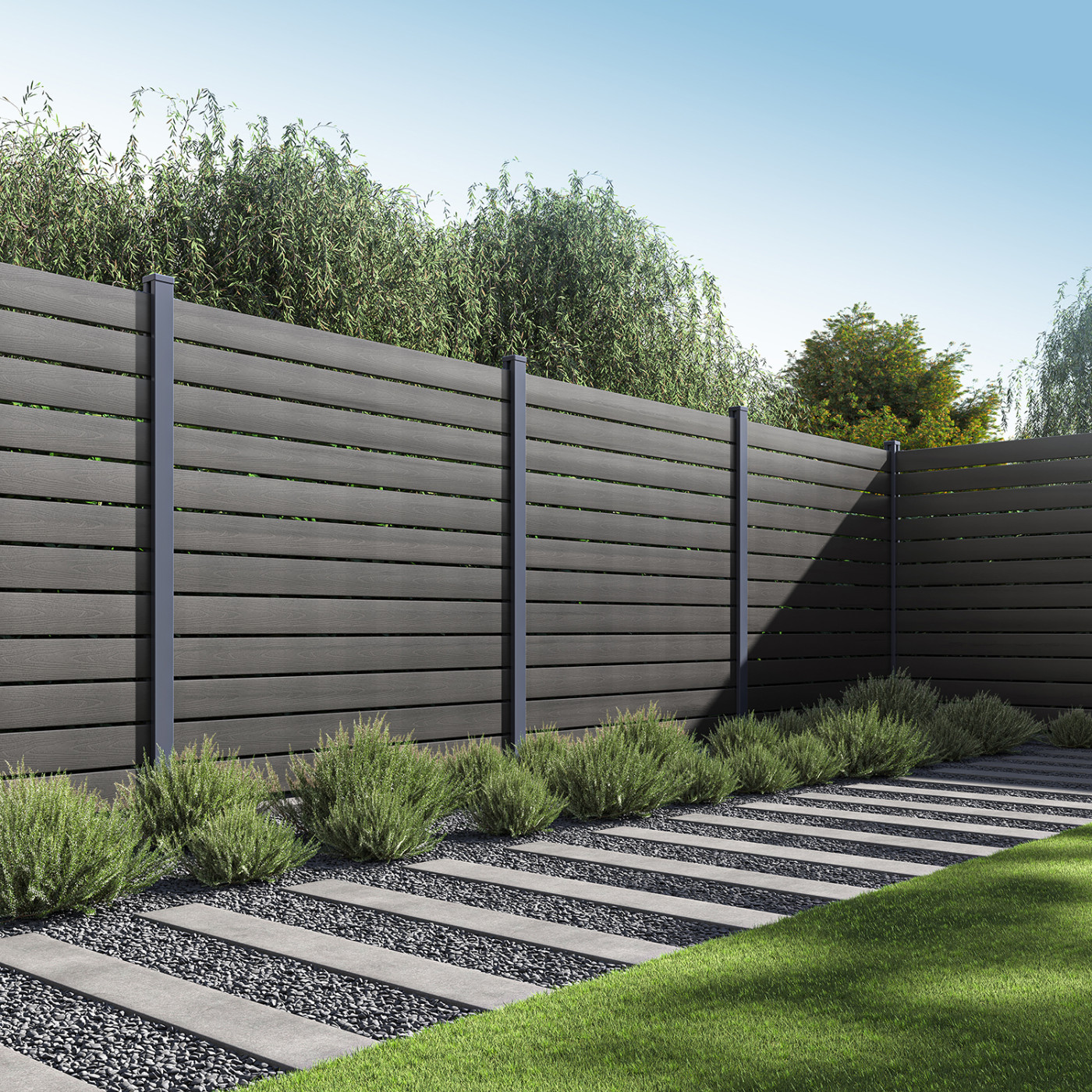 NEO PRZĘSŁO OGRODZENIOWE 1.8M PODŁOŻE TWARDE ANTHRACITE