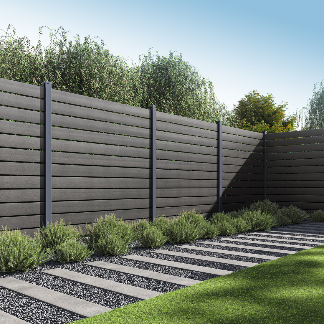NEO PRZĘSŁO OGRODZENIOWE 1.8M PODŁOŻE TWARDE ANTHRACITE