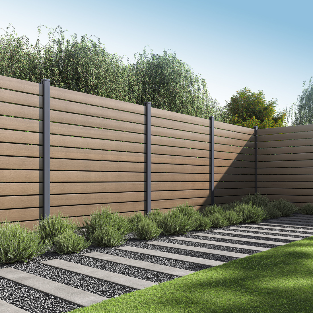 NEO PRZĘSŁO OGRODZENIOWE 1.8M PODŁOŻE TWARDE TEAK