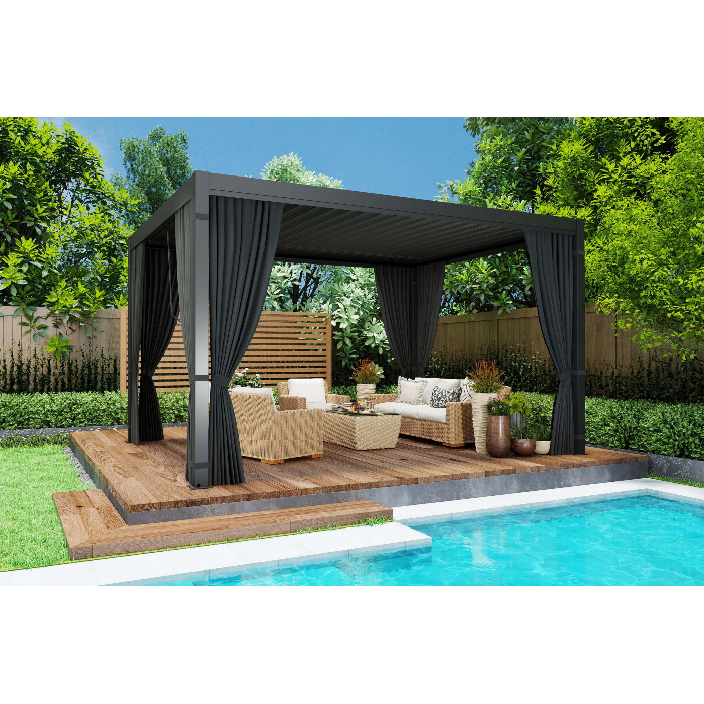 PRIMARY SIDE CURTAIN WITH MOSQUITO NET 4.0M ANTHRACITE
